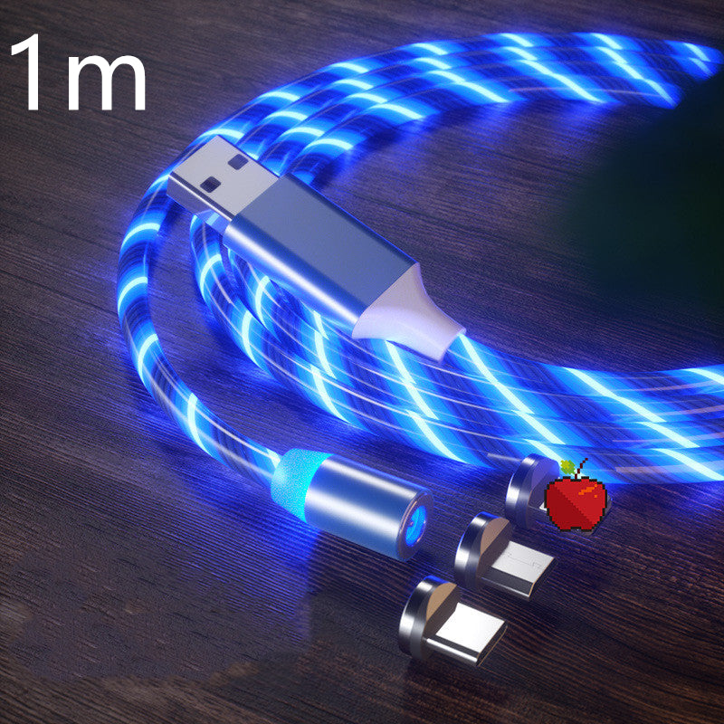 Blue LED USB cable on a wooden surface with a close-up of the cable ends.