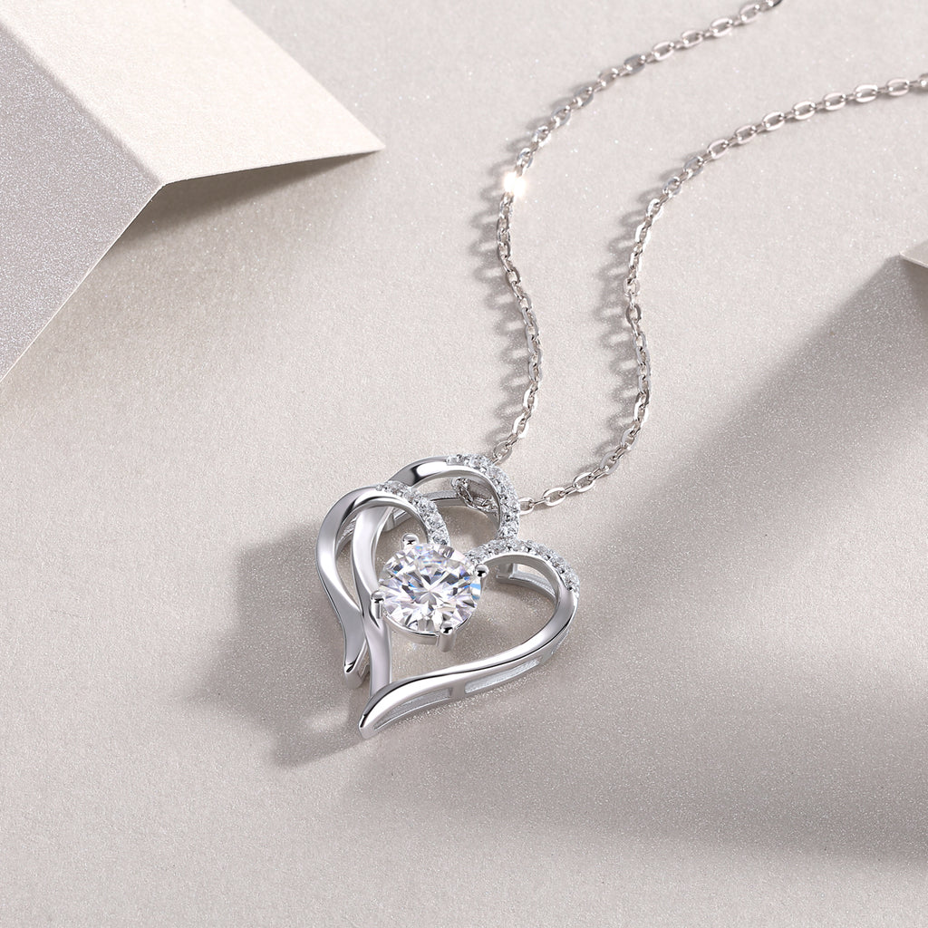 Heart To Heart 1-Carat Moissanite Pendant Necklace - S925 Silver