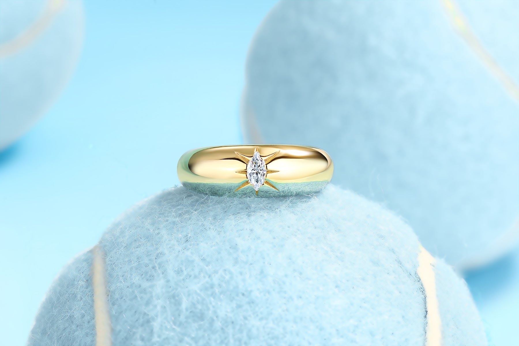 Eight-Prong Radiance: Moissanite S925 Gold-Plated Ring