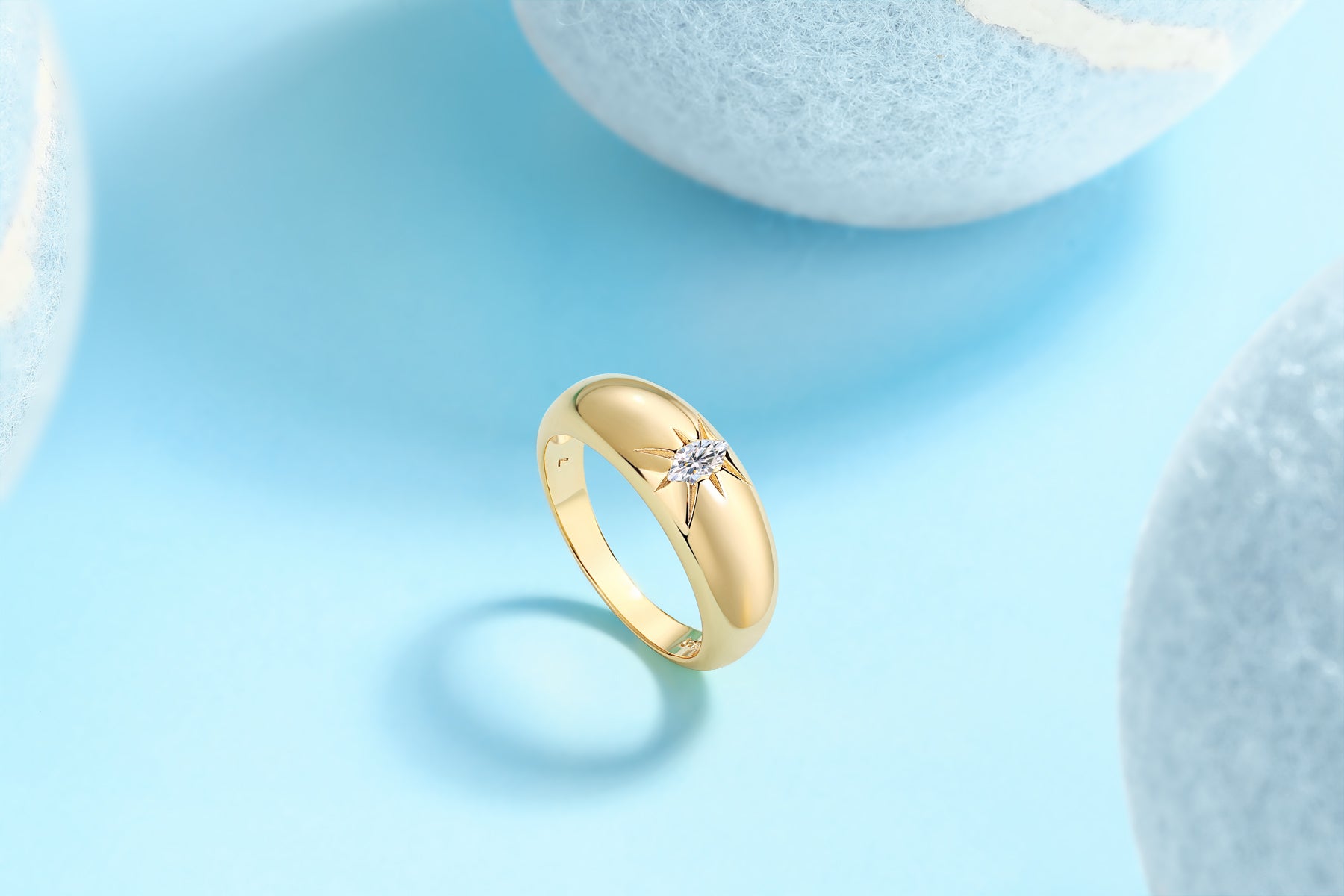 Eight-Prong Radiance: Moissanite S925 Gold-Plated Ring