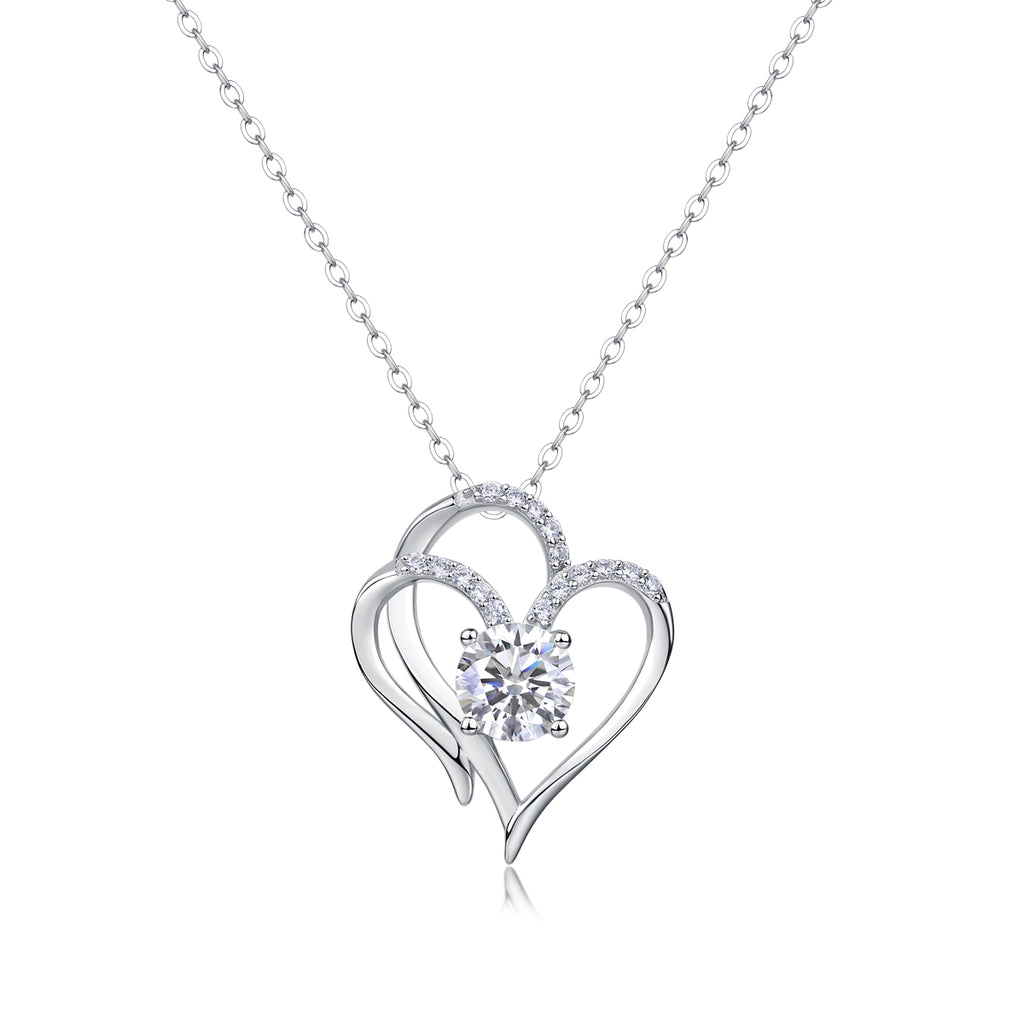 Heart To Heart 1-Carat Moissanite Pendant Necklace - S925 Silver