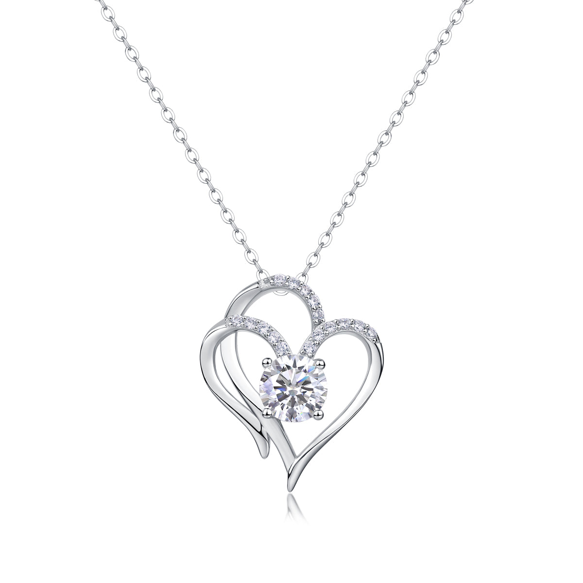 Heart To Heart 1-Carat Moissanite Pendant Necklace - S925 Silver