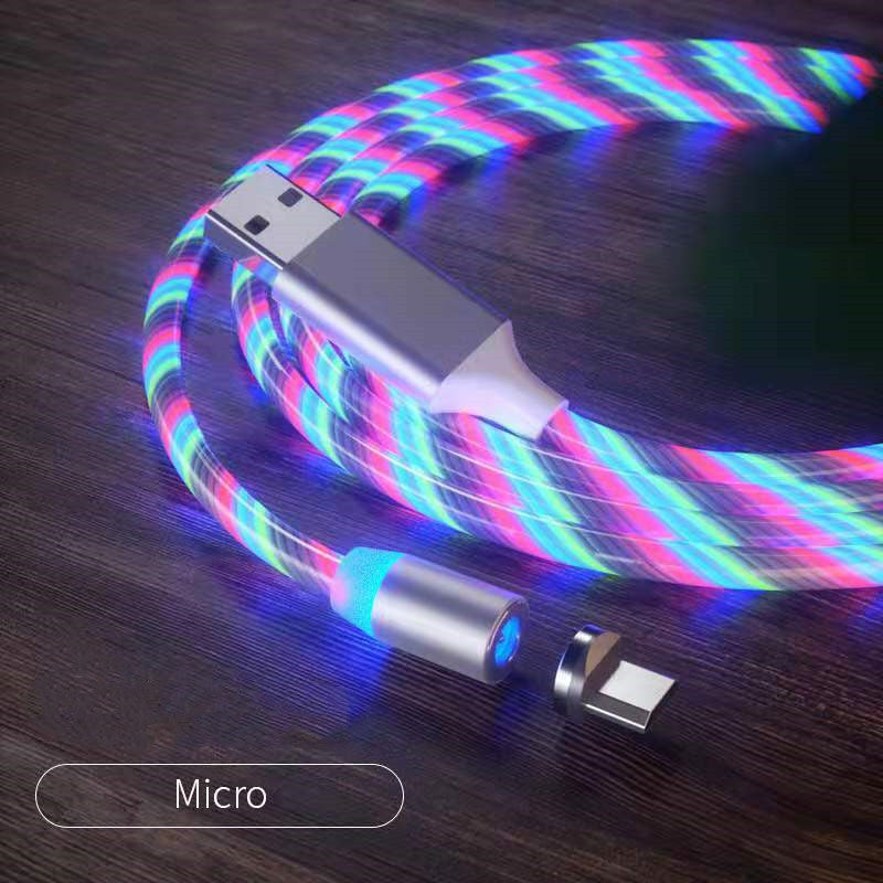 Colorful LED USB cable on a wooden surface