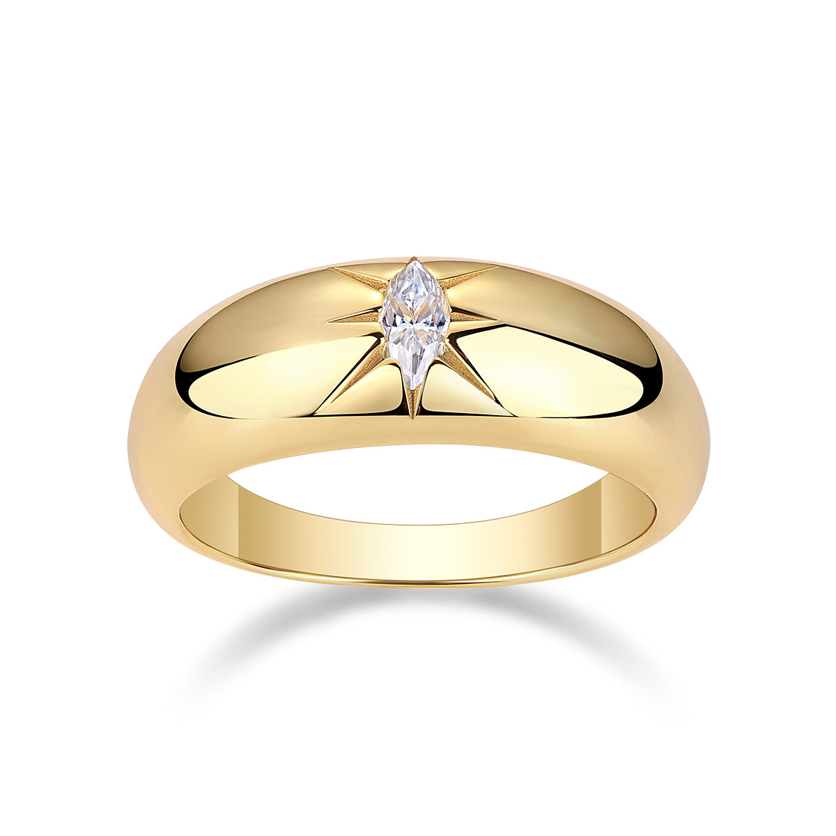 Eight-Prong Radiance: Moissanite S925 Gold-Plated Ring