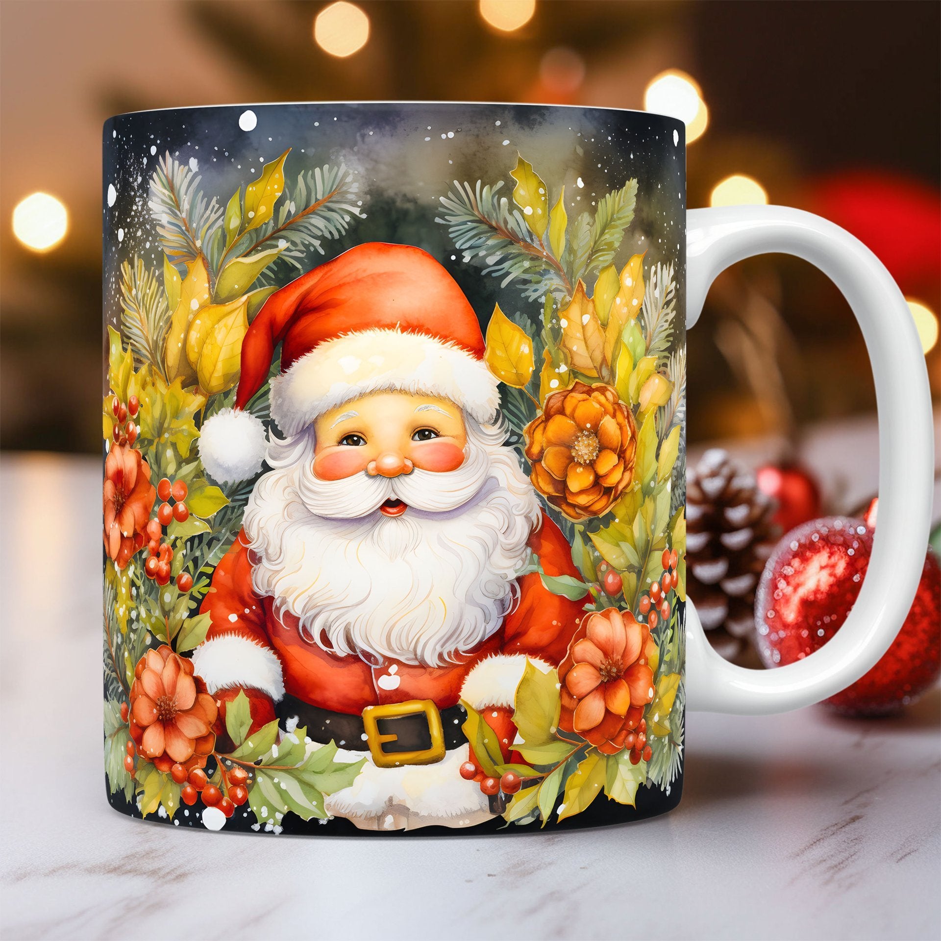 3D Christmas ceramic mug | Santa & snowman Holiday Gift for coffee lovers