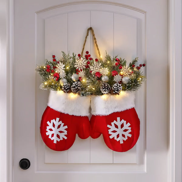 Creative Mitten Christmas Wreath for Door Decoration