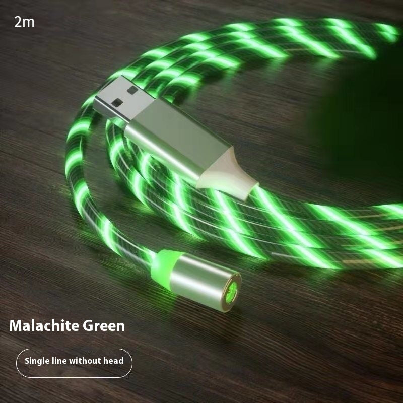 Green USB cable on a wooden surface with 'Malachite Green' label.