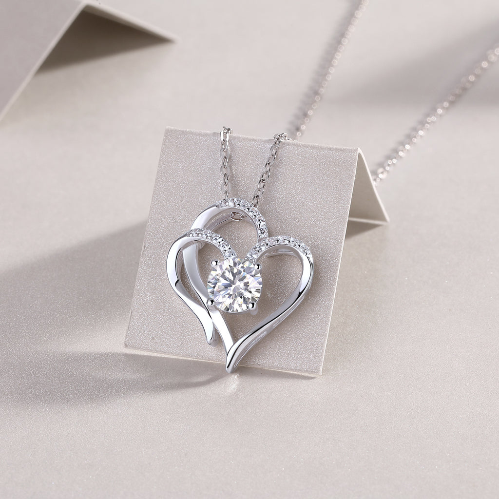Heart To Heart 1-Carat Moissanite Pendant Necklace - S925 Silver