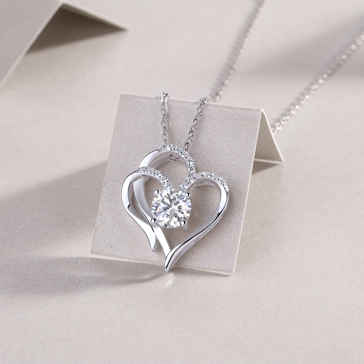 Heart To Heart 1-Carat Moissanite Pendant Necklace - S925 Silver