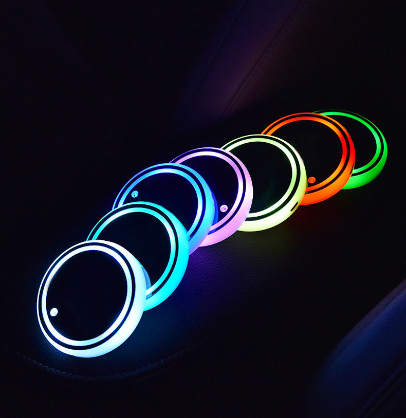 Set of colorful LED rings on a dark background